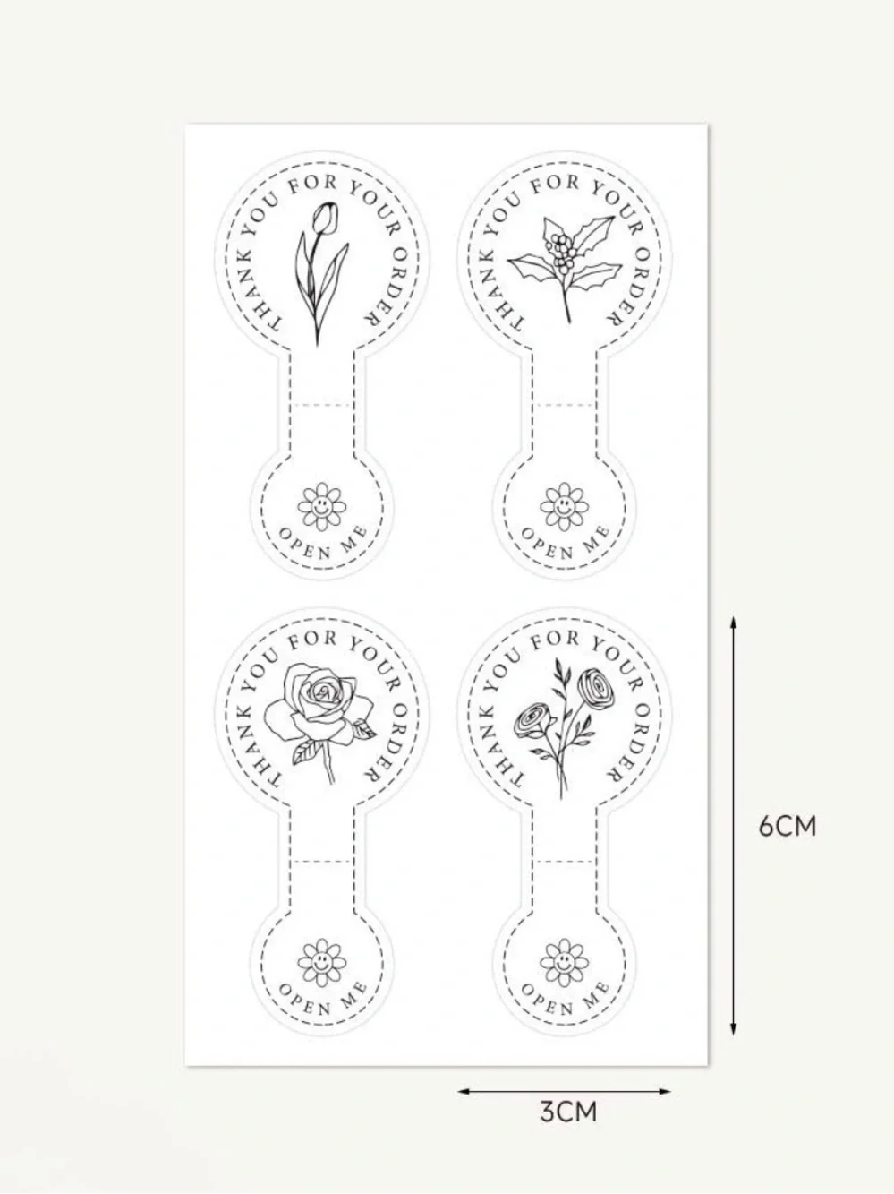 Thank You For Your Order Round Floral Seal Stickers - 100Pcs